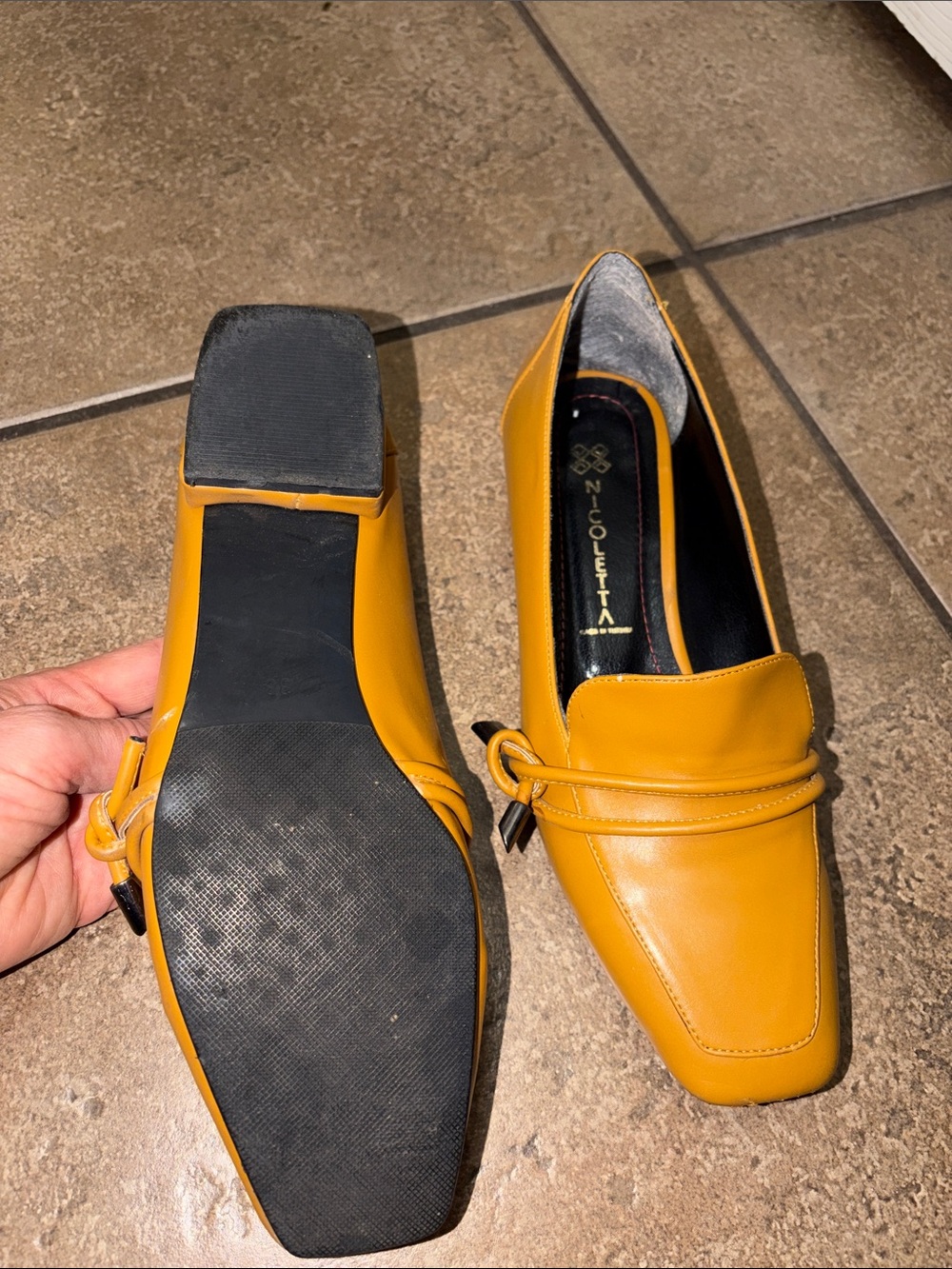 Mustard Yellow Leather Loafers - Women - Picture 7 of 8
